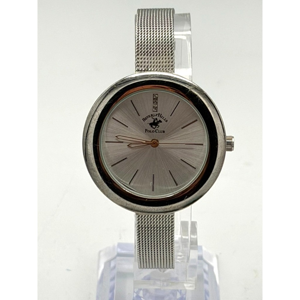 Beverly Hills Polo Club Women's Silver Mesh Quartz Watch 81124 New Battery